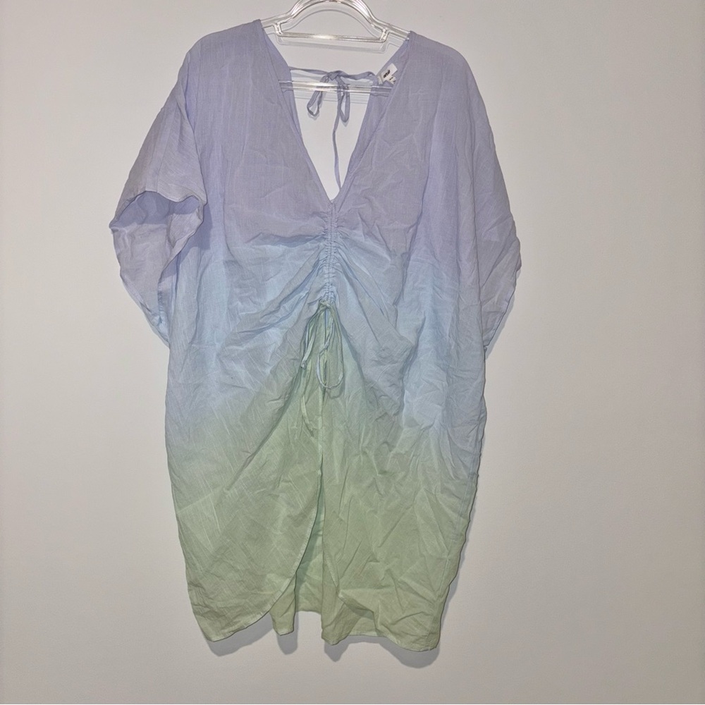 Aerie Front Ruched Cover Up Ombre Purple Blue‎ Green Size Medium